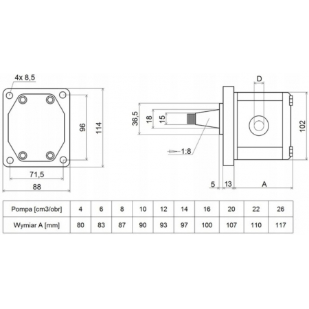 PRZEKŁADNIA MULTIPLIKATOR NA WOM 60004-6 + POMPA GR2 KARO 12cm3 18L